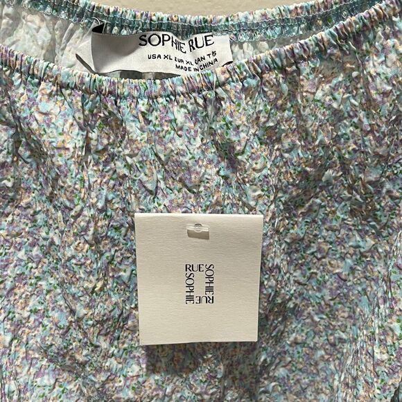 Sophie Rue NWT size XL floral crop top with puff sleeves - Picture 3 of 6